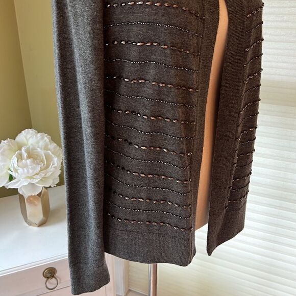 Talbots Grey w beading Lambswool Cardigan sweater Women’s S New w Tags - Picture 12 of 16